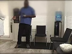 in the office patient bends over hijab-wearing fat ass bbw milf doctor for close-up doggystyle black cock pounding until juicy wet pussy overflows with huge creampie