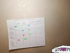 he scores good grades and gets sloppy blowjobs from busty stepmom