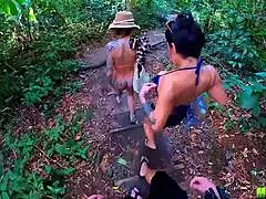 dude can i fuck these hot blonde and brunette babes deep in the woods or what?