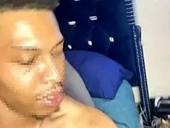 ebony milf's throat takes bbc deep before cumshot explodes on her big tits