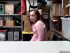 lp officer rams cock balls deep into april reid's pierced redhead twat at work.