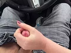 i'm dripping wet giving this public handjob next to strangers on the bus!