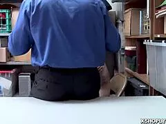 lp officer rams cock balls deep into april reid's pierced redhead twat at work.