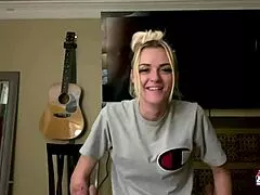 Petite blonde's sloppy deepthroat gagging frenzy explodes!