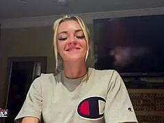 Petite blonde's sloppy deepthroat gagging frenzy explodes!