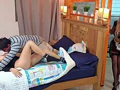 Cheating boyfriend rips maid's clothes and fucks juicy ass while girlfriend watches in shock?