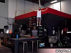 Bubbly ass milf wives, why not get nasty with gym instructor's cock in 3some fun?