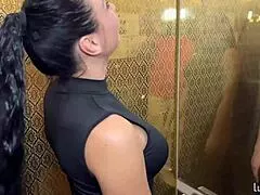 i spot curvy milf sans panties, she drops to suck cock then bends for doggystyle creampie part 1