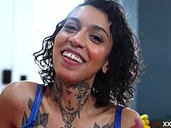 big tit ebony milf slurps two monster black cocks before double penetration anal pounding