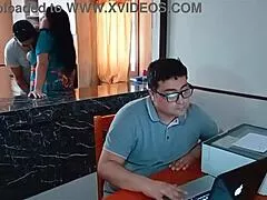 CUCK HUBBY WORKS AS STEPSON DOMINATES MY PUSSY IN KITCHEN ROUGH