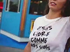 abricoft films wet t-shirt lingerie contest with exhibitionist girls in public