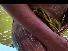 oh man jungle views got me soapy in bikini bubbles forest bathing exotic ebony vibes