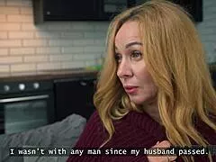 mature neighbor mistress spots young couple and seduces them into wild ffm threesome with toys.