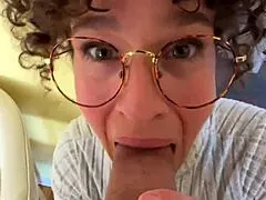 curly haired stepmom in stockings pantyhose glasses rewards taboo missionary pussy fuck rough