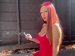 luv artemisia big tits milf smokin cigarette outdoor damn