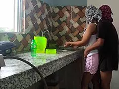 uhh my indian desi wife moans loud in kitchen homemade vid her juicy pussy rides me closeup under skirt