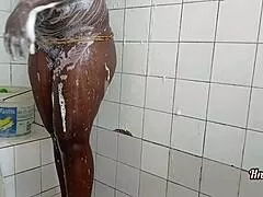 fresh from bath, ebony milf toys her wet pussy
