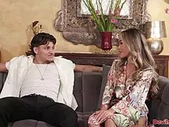 milf sneaks onto stepson's big cock riding hard while husband is away at work