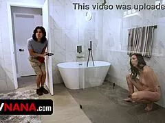 Step Nana Begs for Anal Creampie After Seducing Grandson into Bent Over Doggystyle Pounding