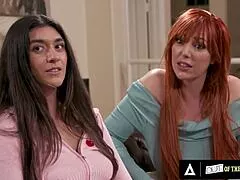 Aubry Babcock's sexuality test with stepmom Lauren Phillips turns hardcore 3-way lick fest