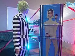 Beetlejuice cosplay threesome rips into Wednesday Addams and big tits stepmom wild