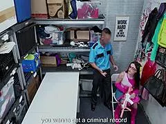 Shop assistant and manager catch teen shoplifter and force her into rough threesome sex to avoid jail