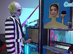 Beetlejuice cosplay threesome rips into Wednesday Addams and big tits stepmom wild