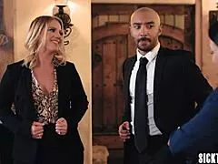hey boss watch me fuck curvy lesbian milf ray veness for raise in front of you