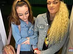 Lola's Hairless Shaved Beaver Takes Doggystyle Cumshot Facial from Petite Lesbian