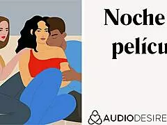 movie night turns into hot threesome at home, erotic asmr for women 🔥👩‍❤️‍👩👨 audio desires!