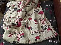 Does my amateur wife's homemade handjob in bed make you throb for more?