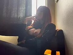 Italian milf Artemisia Love's big tits smoke fetish session tempts your deepest urges