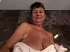 Chubby Mature BBW Fingers Wet Pussy to Intense Shower Orgasm Climax
