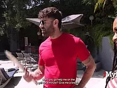 Ebony Stepmom Fucks Stepsons Cock Behind Husband