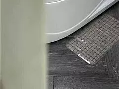 perv stepson spies on busty milf's huge ass shower masturbation, pussy dripping wet