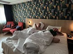Step Son Bursts Cum on Step Mom's Face in Shared Hotel Bed