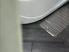 perv stepson spies on busty milf's huge ass shower masturbation, pussy dripping wet