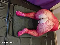Doggystyle BBW Lady Pees While Vibrator Hits Wet Pussy for Explosive Orgasm!