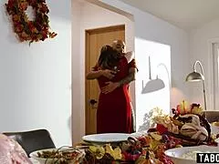 Thanksgiving bbw stepmom codi vore stuffs black stepson with huge tits feast.