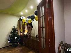 Exploding cum deep creampie inside my best friend's horny milf mom happy new year