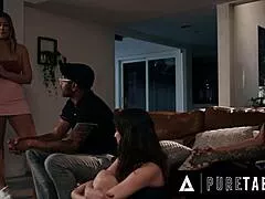 Stepparents River Lynn Lana Small seduced into taboo 4some cum on tits black mama ride