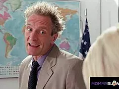 Blonde Busty Milf Sucks Teacher's Cock Deep For Grades