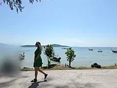 blonde milf shivers in ecstasy from remote vibrator buzzing her soaked panties outdoors