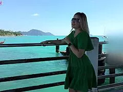 blonde milf shivers in ecstasy from remote vibrator buzzing her soaked panties outdoors