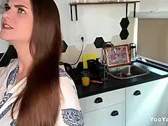 Step-son catches hot stepmother stroking wet cum-covered cock in bedroom—what happens next teases the mind.