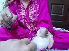 Paki brother sneaks into big sister's bed for rough wet pussy pounding with Hindi moans