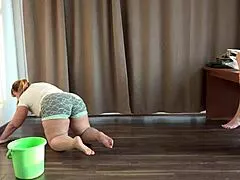 big ass girlfriend stuffs eggplant deep in hairy pussy while i watch