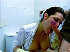 Curvy maid seduces fat boss for anal fuck and sloppy throat
