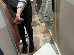 Naughty Curvy Babe Fingers Wet Pussy in Store Then Takes Reward Doggy in Changing Room!