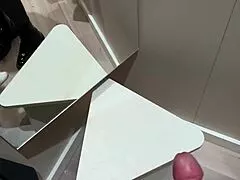 Naughty Curvy Babe Fingers Wet Pussy in Store Then Takes Reward Doggy in Changing Room!